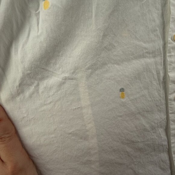 Massimo Dutti Pineapple Print White Button Up Shirt Medium Tessuto Italiano - Picture 9 of 16